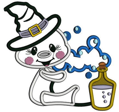 Wizard Ghost Brewing Potion Applique Halloween Machine Embroidery Design Digitized Pattern