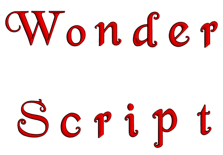 Wonder Font Machine Embroidery Script Upper and Lower Case 1 2 3 inche ...