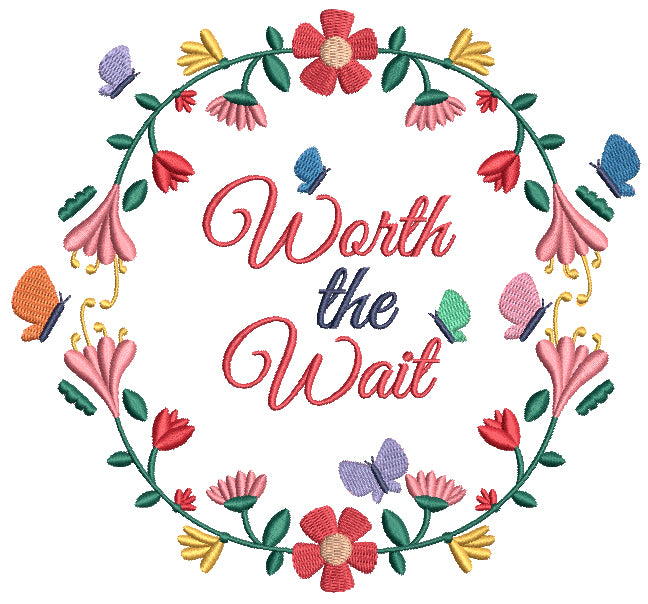 Worth The Wait With Ornamental Flower Frame Filled Machine Embroidery Design Digitized Pattern