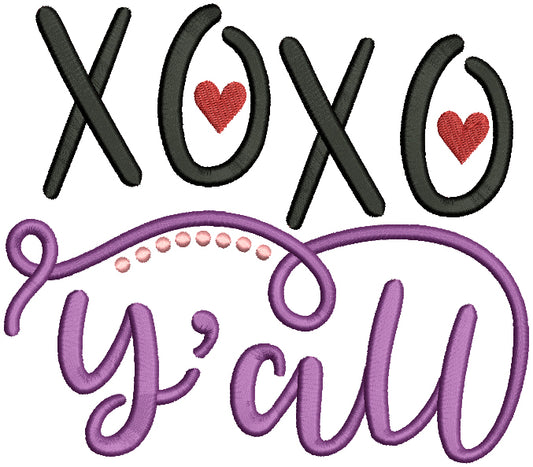 XOXO Y'ALL Filled Valentine's Day Machine Embroidery Design Digitized Pattern