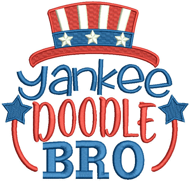 Yankee Doodle Bro Patriotic Filled Machine Embroidery Design Digitized Pattern