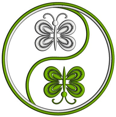 Ying Yang Butterflies St. Patricks Day Applique Machine Embroidery Design Digitized Pattern