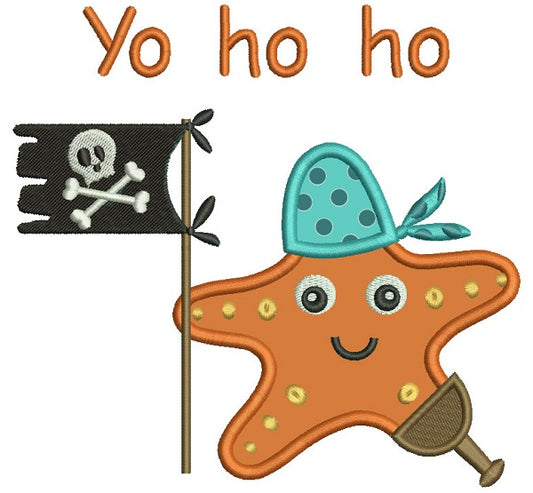 Yo Ho Ho Star Fish Pirate Applique Machine Embroidery Design Digitized Pattern
