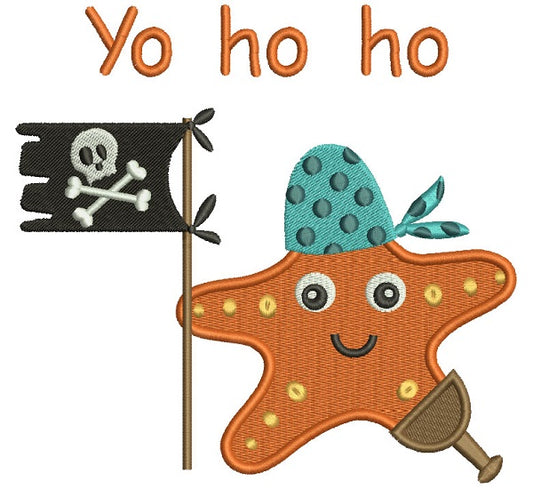 Yo Ho Ho Star Fish Pirate Filled Machine Embroidery Design Digitized Pattern