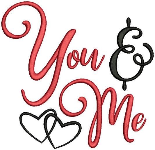 You And Me Hearts Love Filled Machine Embroidery Design Digitized Pattern