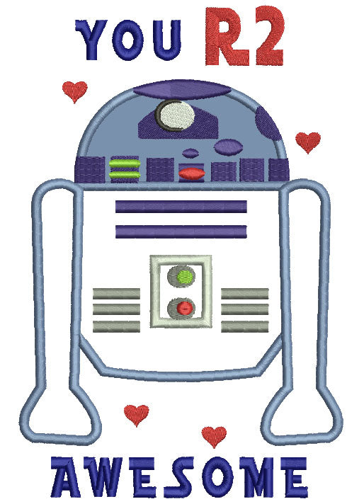 You R2 Awesome Robot Applique Machine Embroidery Design Digitized Pattern