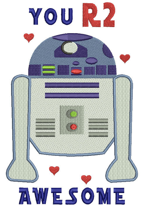 You R2 Awesome Robot Filled Machine Embroidery Design Digitized Pattern