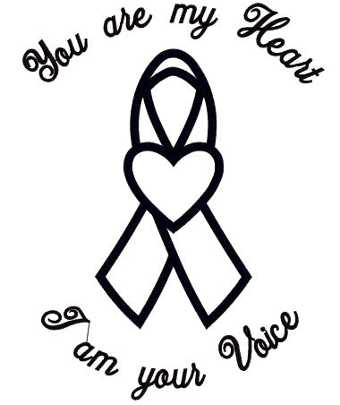 You are my heart I am your voice Autism Awareness Ribbon with heart Applique Machine Embroidery Digitized Design Pattern