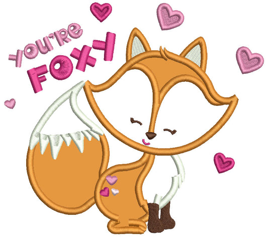 You're Foxy Valentine's Day Applique Machine Embroidery Design Digitized Pattern