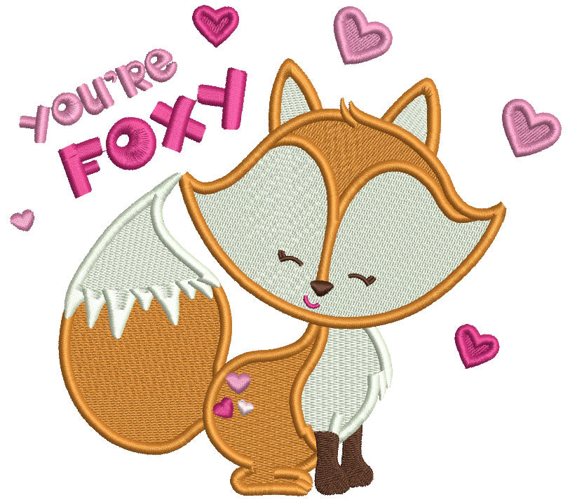 You're Foxy Valentine's Day Filled Machine Embroidery Design Digitized Pattern