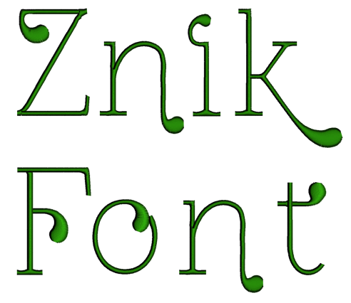 Znik Font Machine Embroidery Script Upper and Lower Case 1 2 3 inches
